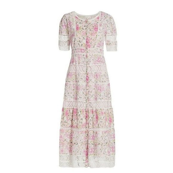 Love Shack Fancy Carmie Victorian Maxi Dress Floral Lace Size 6 - Picture 5 of 10